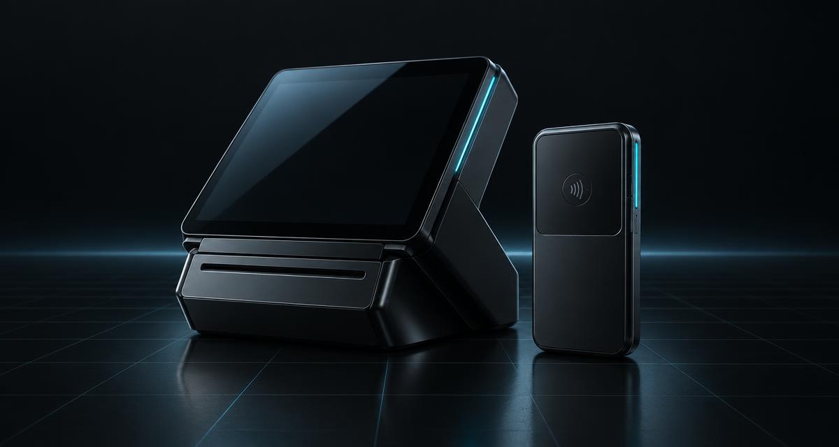 Dark payment terminal and reader product render